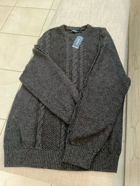 Nautica Men's Charcoal Cable Crewneck Sweater